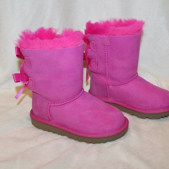NIB UGG TODDLER BAILEY BOW II WATER RESISTANT SUEDE SHEARLING BOOTS PINK - Picture 3 of 8